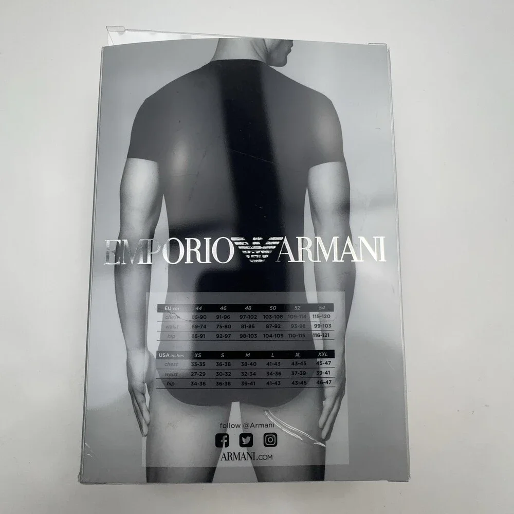 Emporio Armani Shirt Mens Small White Stretch Cotton V-Neck Undershirt
